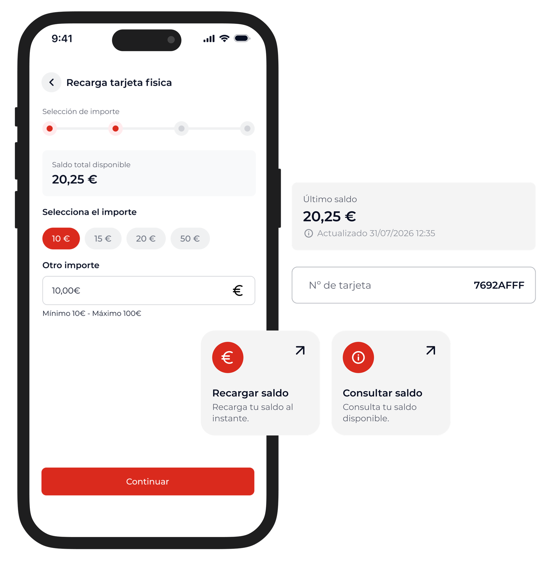 Aplicación de recarga de tarjetas de transporte mediante NFC